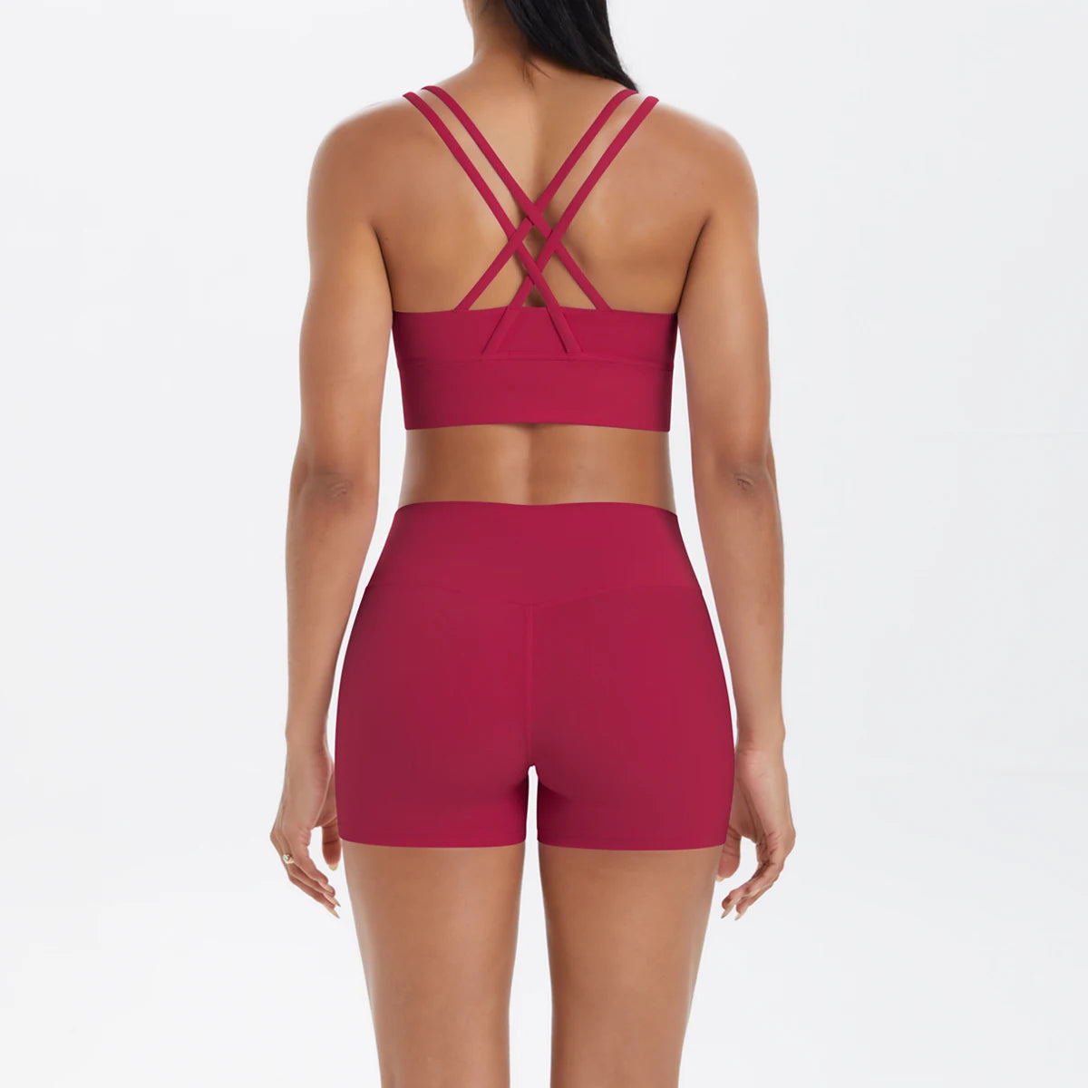 Nude-Feel Yoga Set – Push-Up Sports Bra & High Waist Leggings