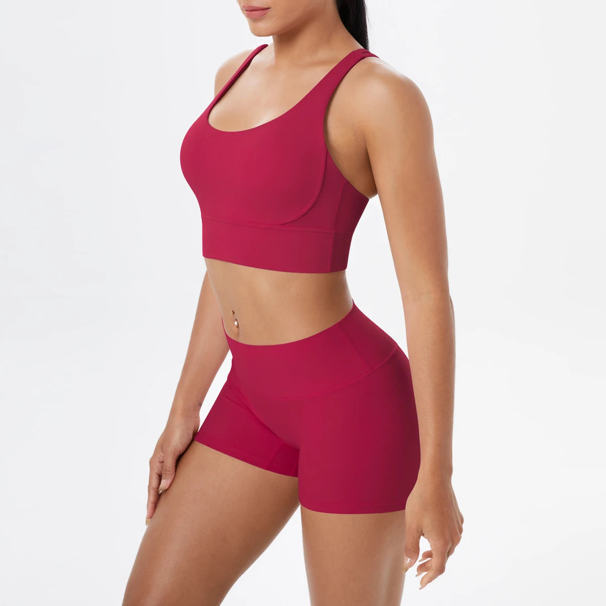 Nude-Feel Yoga Set – Push-Up Sports Bra & High Waist Leggings