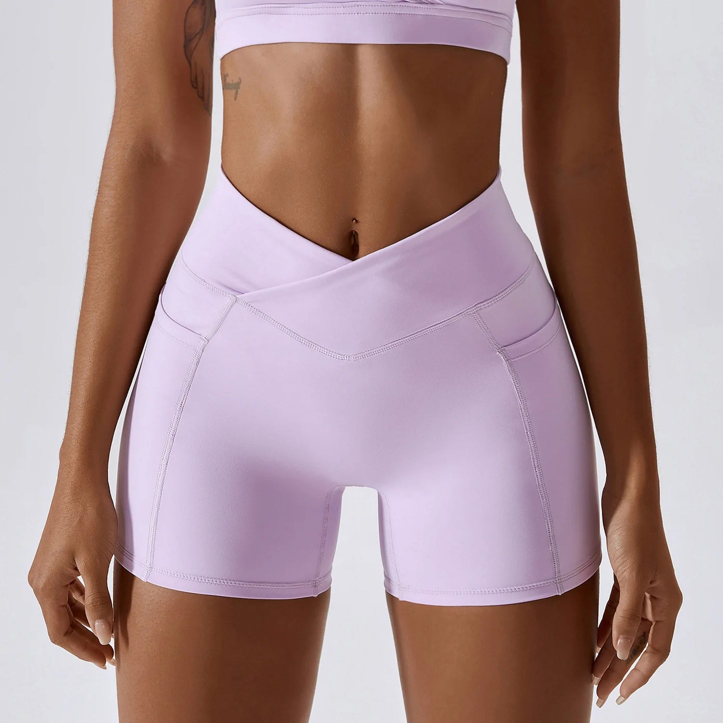 Crossover Waist Booty Shorts