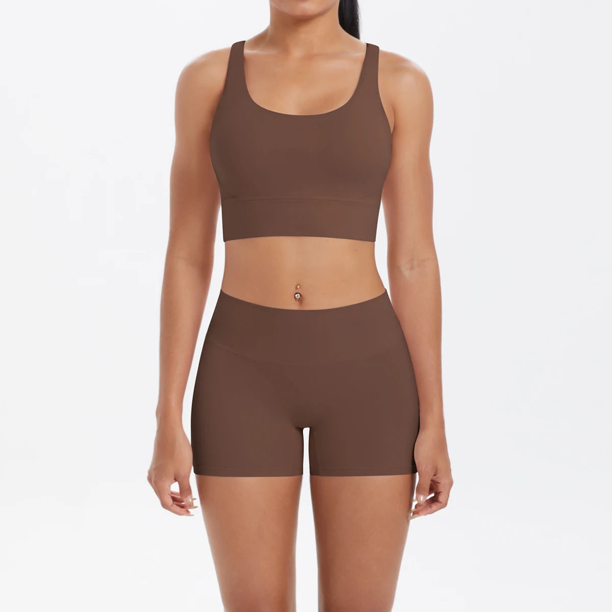 Nude-Feel Yoga Set – Push-Up Sports Bra & High Waist Leggings