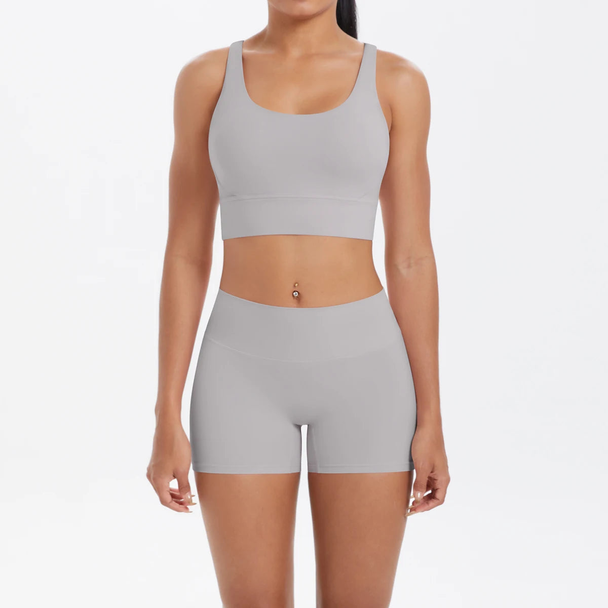 Nude-Feel Yoga Set – Push-Up Sports Bra & High Waist Leggings