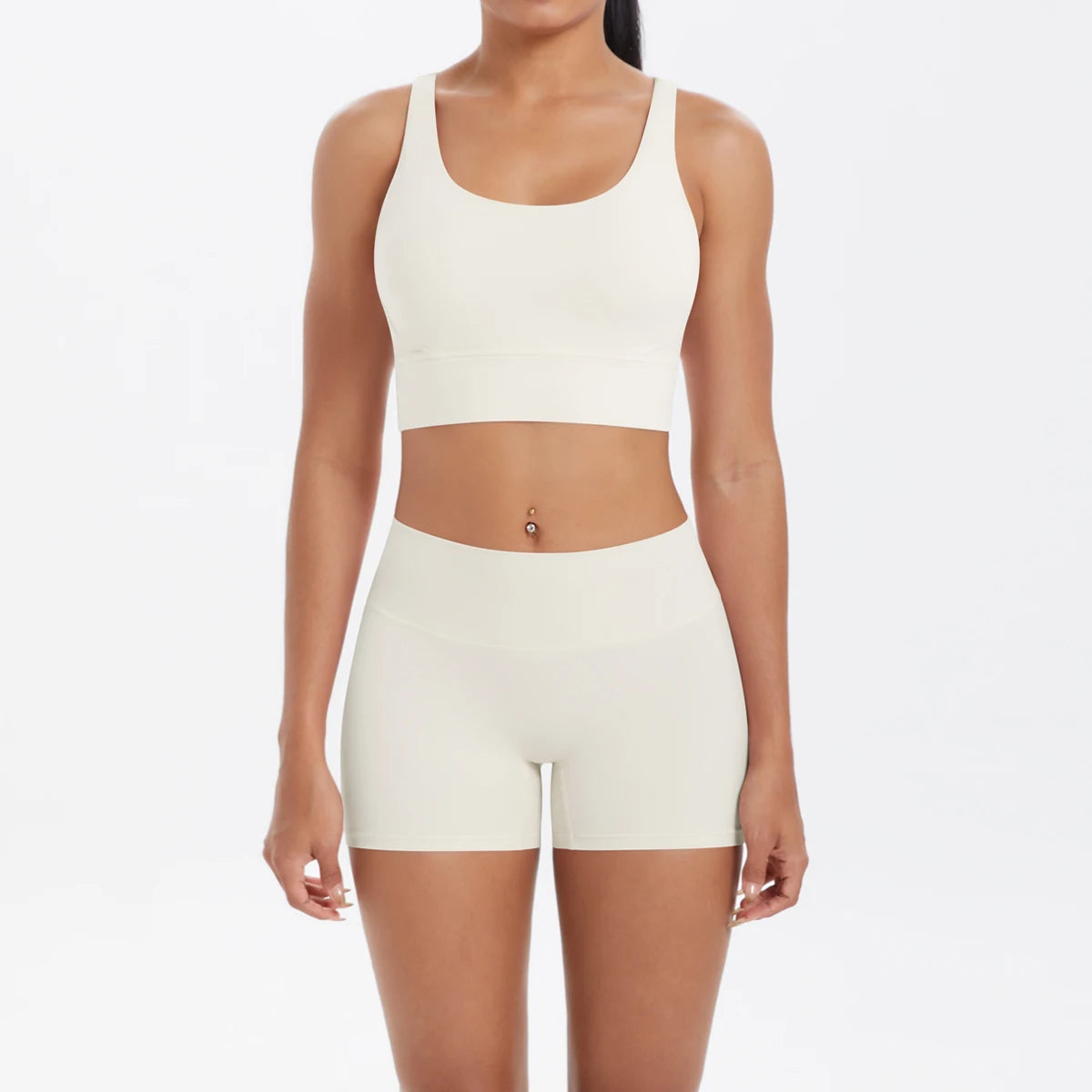 Nude-Feel Yoga Set – Push-Up Sports Bra & High Waist Leggings
