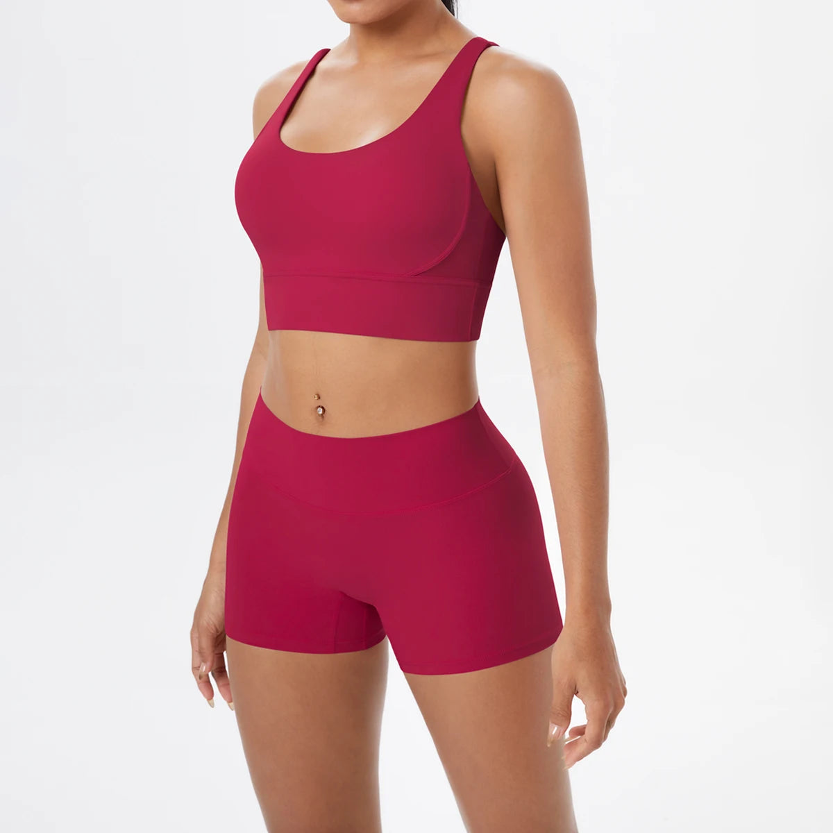 Nude-Feel Yoga Set – Push-Up Sports Bra & High Waist Leggings