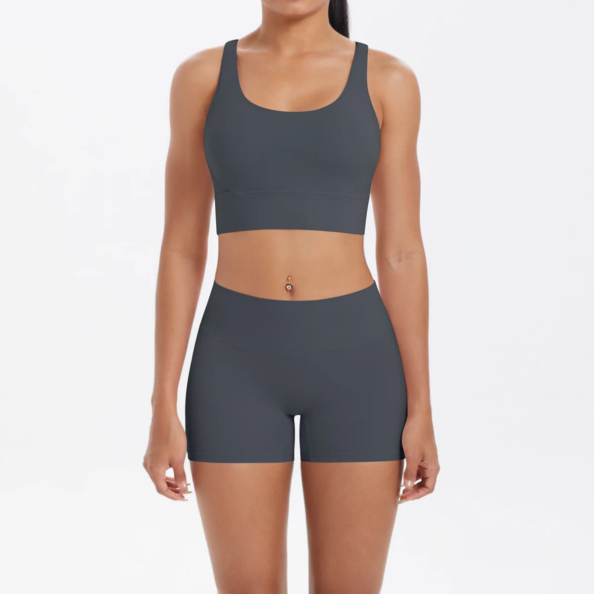 Nude-Feel Yoga Set – Push-Up Sports Bra & High Waist Leggings