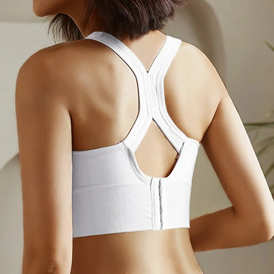 Hollow Corset-Style Sports Bra - Push-Up Support