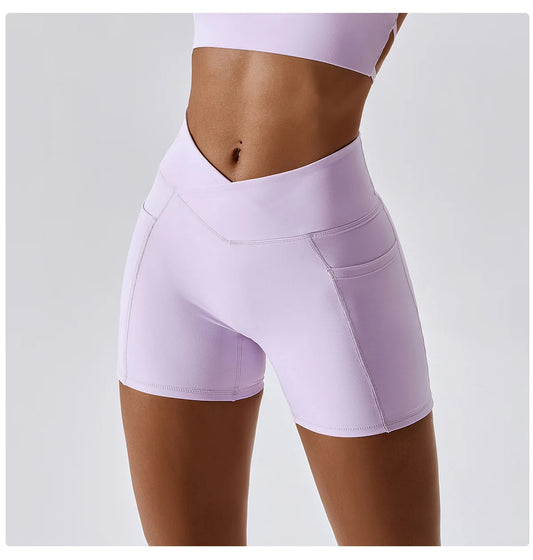 Crossover Waist Booty Shorts