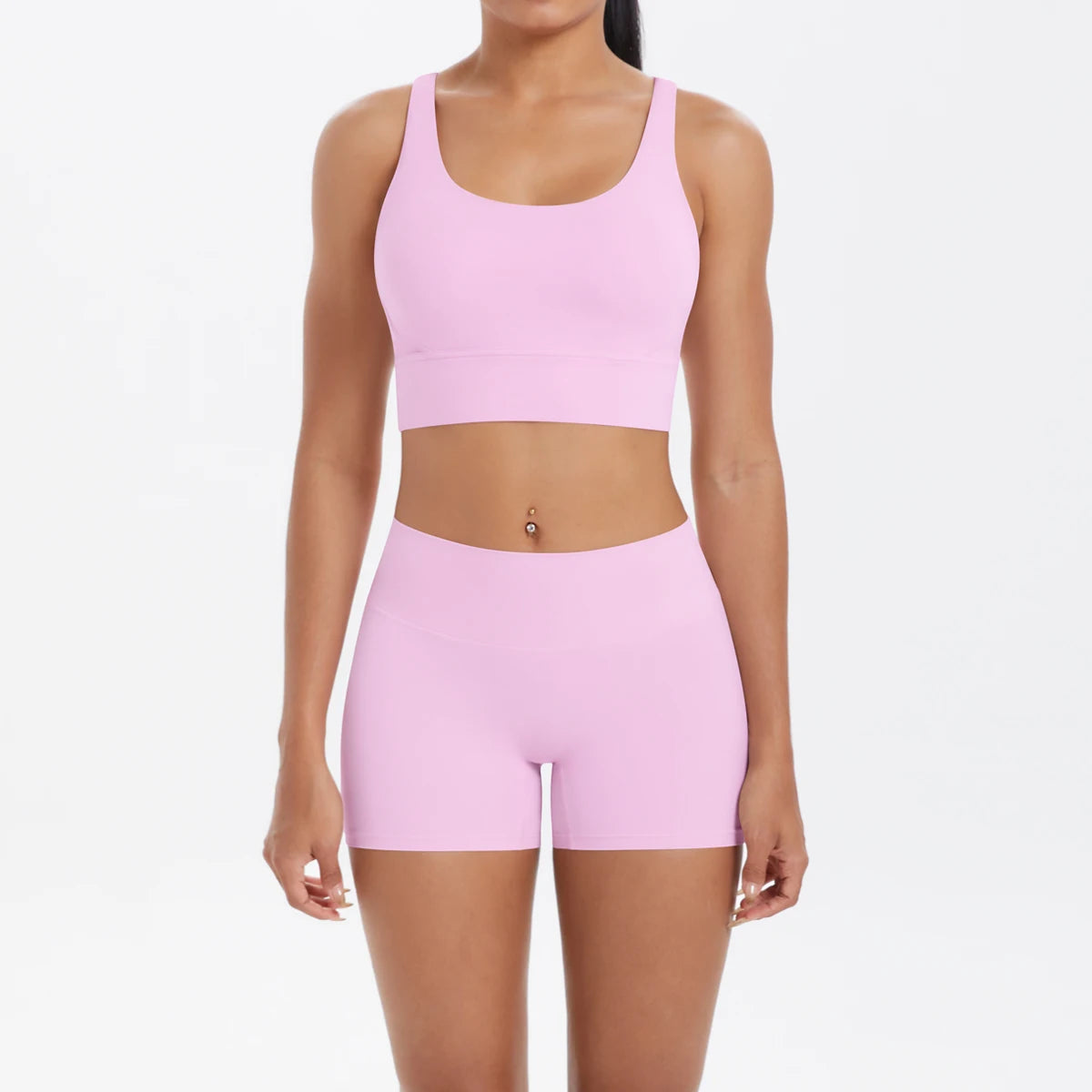 Nude-Feel Yoga Set – Push-Up Sports Bra & High Waist Leggings