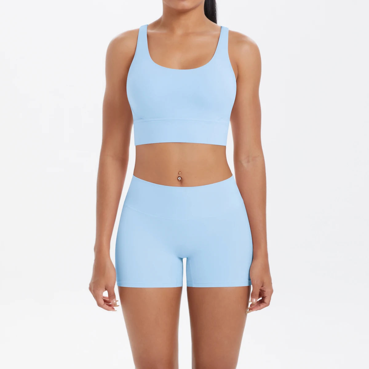 Nude-Feel Yoga Set – Push-Up Sports Bra & High Waist Leggings