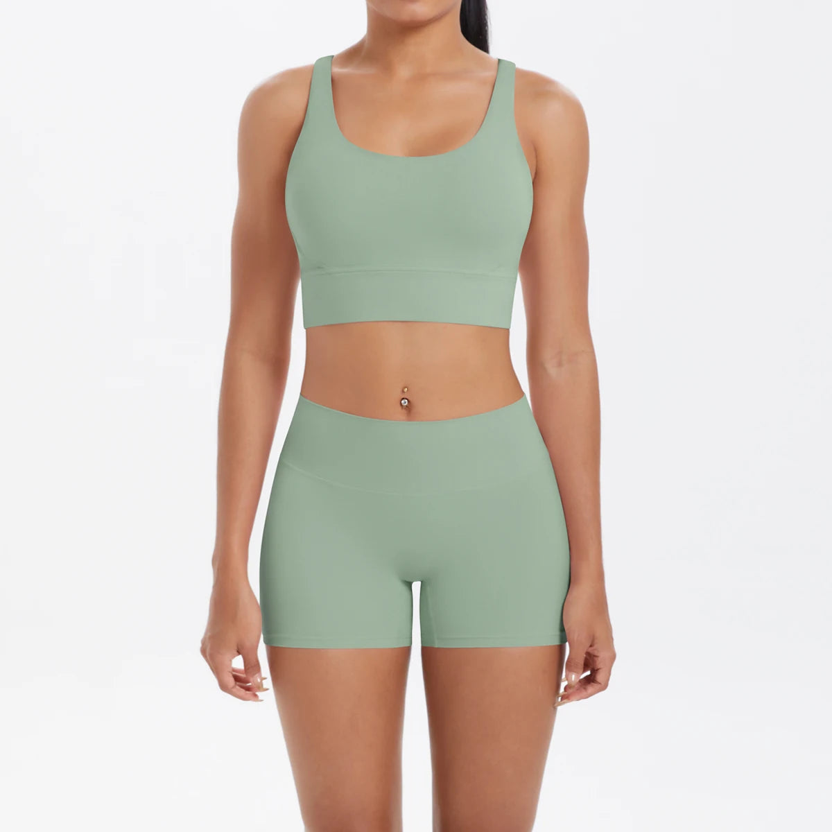 Nude-Feel Yoga Set – Push-Up Sports Bra & High Waist Leggings