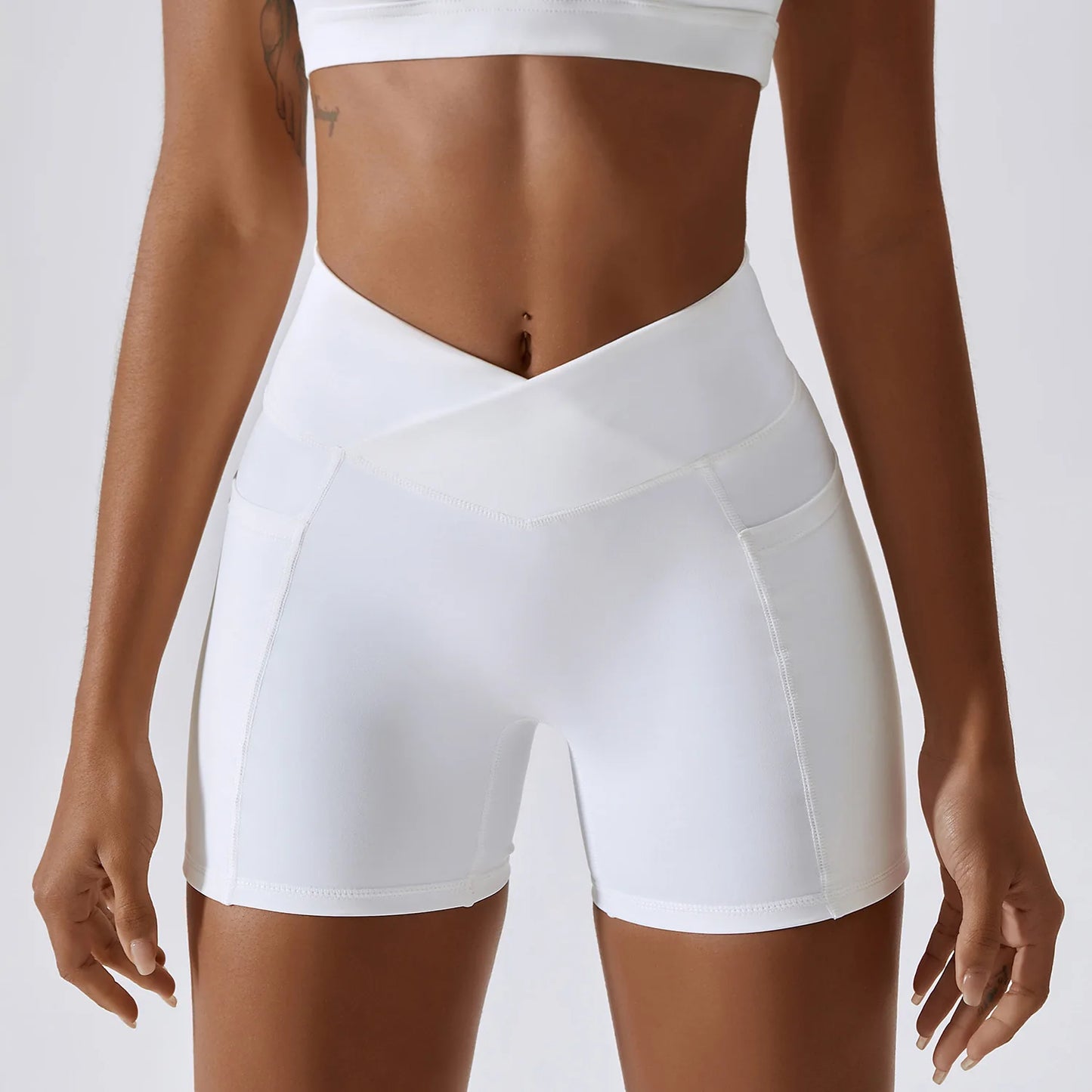 Crossover Waist Booty Shorts