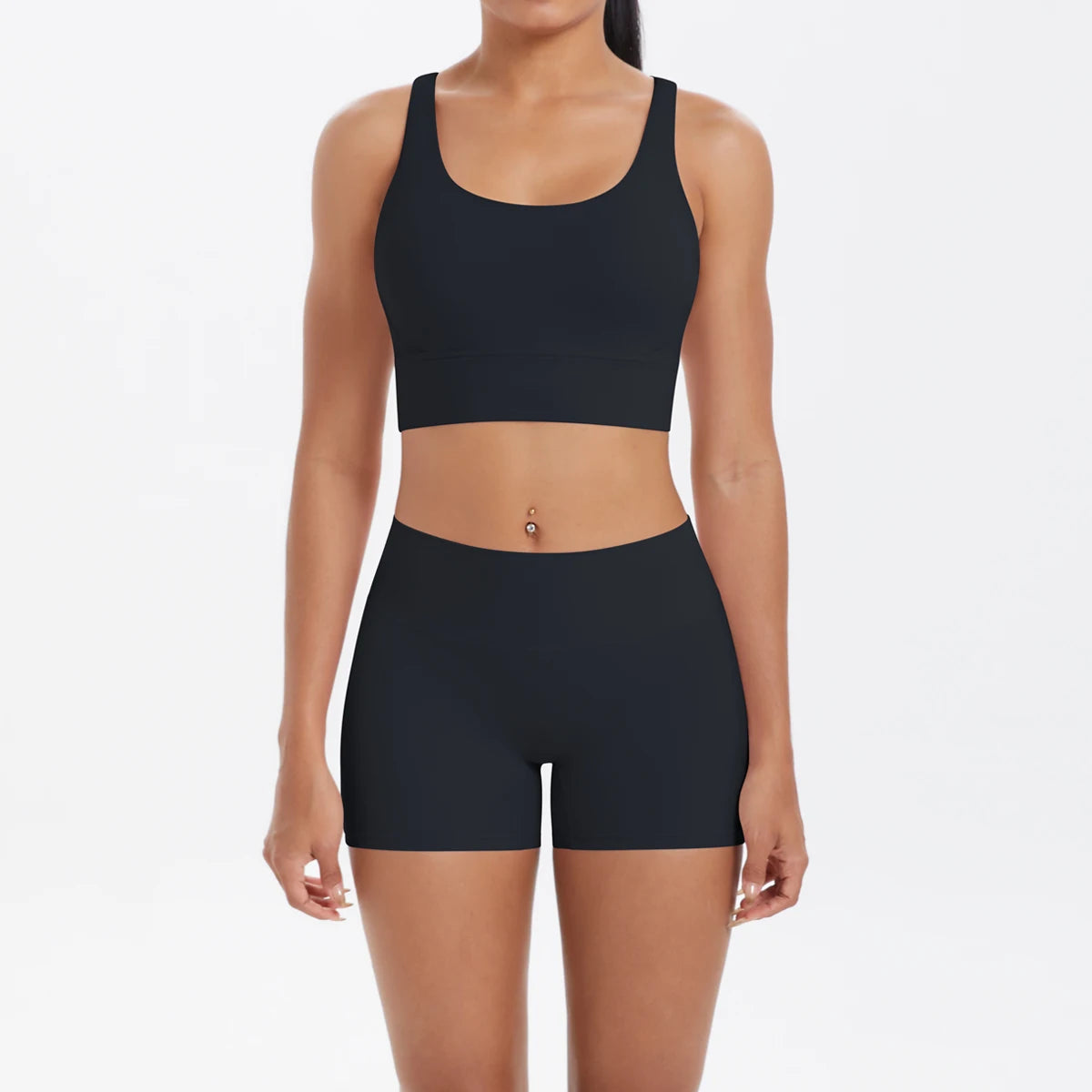 Nude-Feel Yoga Set – Push-Up Sports Bra & High Waist Leggings