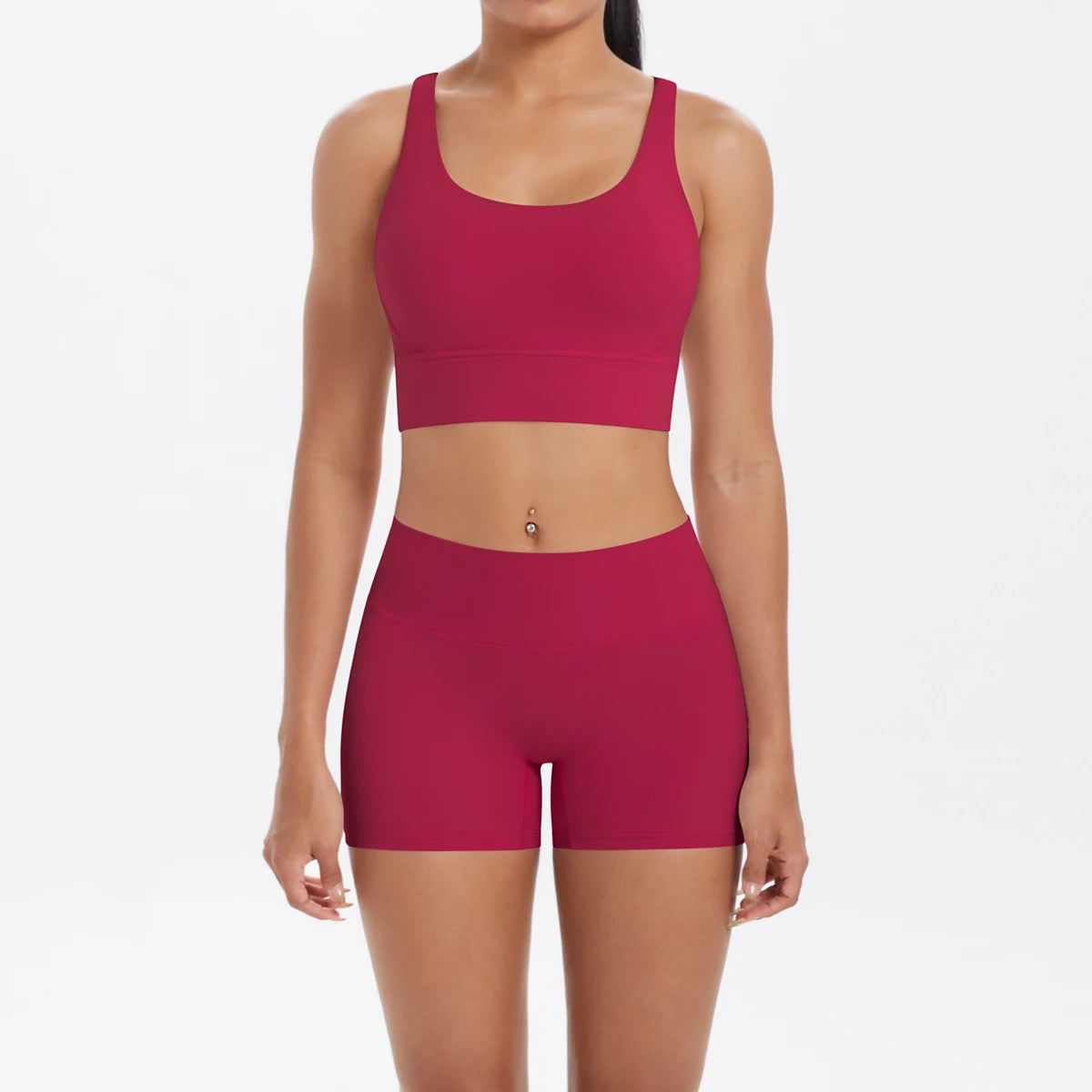 Nude-Feel Yoga Set – Push-Up Sports Bra & High Waist Leggings