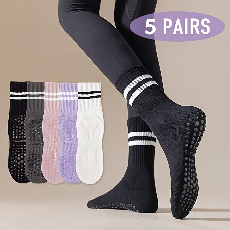 5 Pairs Women’s Non-Slip Pilates & Yoga Socks